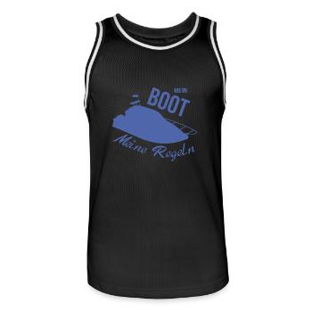 Mein Boot meine Regeln Motorboot - Männer Basketball-Trikot - Schwarz/Weiß - Vorne - AI Model Male 185 dark (185cm)