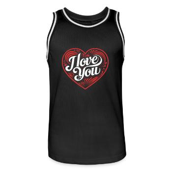 I love You - Valentine' Day - Liebe - Geschenk - Männer Basketball-Trikot - Schwarz/Weiß - Vorne - AI Model Male 185 dark (185cm)