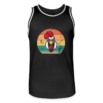 Chicken Rooster - Men's Basketball Jersey - black/white - Front - AI Model Male 185 dark (185cm)