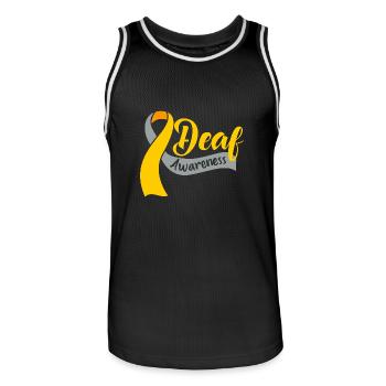 Deaf Deaf Deaf Sign Language - Men's Basketball Jersey - black/white - Front - AI Model Male 185 dark (185cm)