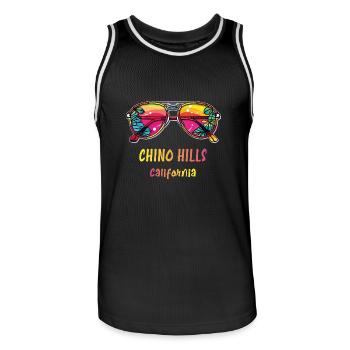 Chino Hills Kalifornien - Bunte Sonnenbrille - Männer Basketball-Trikot - Schwarz/Weiß - Vorne - AI Model Male 185 dark (185cm)
