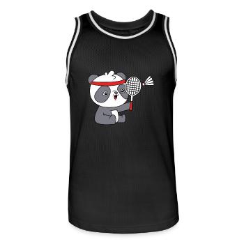 Badminton - Men's Basketball Jersey - black/white - Front - AI Model Male 185 dark (185cm)