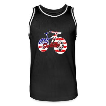 Cool Fat Bike USA - Men's Basketball Jersey - black/white - Front - AI Model Male 185 dark (185cm)