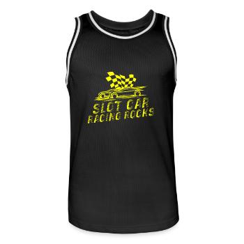 Slot Car Racing Rocks Racer Slot Race Gifts - Men's Basketball Jersey - black/white - Front - AI Model Male 185 dark (185cm)