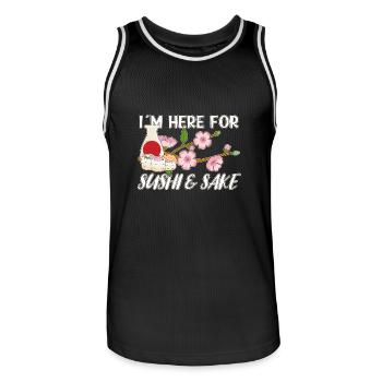 Amateur de sushis Je suis là pour les sushis et les sushis au saké - Maillot de basket Homme - noir/blanc - Devant - AI Model Male 185 dark (185cm)