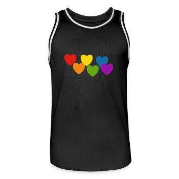 Regenbogenherzen Stolz - Männer Basketball-Trikot - Schwarz/Weiß - Vorne - AI Model Male 185 dark (185cm)