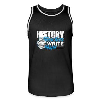 History Teacher Writes Right - Men's Basketball Jersey - black/white - Front - AI Model Male 185 dark (185cm)