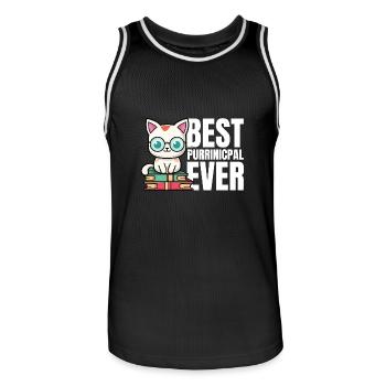 Best purrinicpal ever - Männer Basketball-Trikot - Schwarz/Weiß - Vorne - AI Model Male 185 dark (185cm)