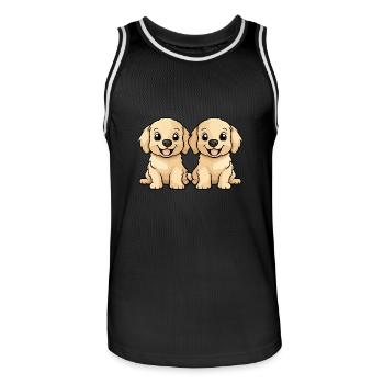Golden Retriever Hund Comic - Männer Basketball-Trikot - Schwarz/Weiß - Vorne - AI Model Male 185 dark (185cm)