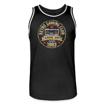 März 1983 Geburtstagsgeschenk März 1983 Geboren - Männer Basketball-Trikot - Schwarz/Weiß - Vorne - AI Model Male 185 dark (185cm)