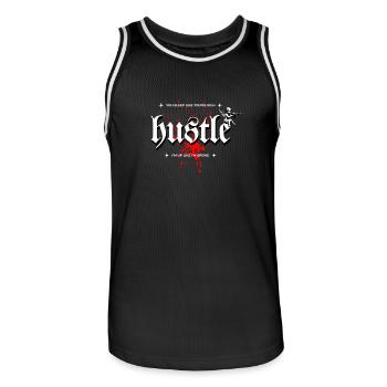 Hustle You Sleep Like You're Rich I'm up like I'm - Men's Basketball Jersey - black/white - Front - AI Model Male 185 dark (185cm)