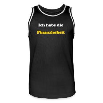 J’ai la souveraineté financière - Maillot de basket Homme - noir/blanc - Devant - AI Model Male 185 dark (185cm)