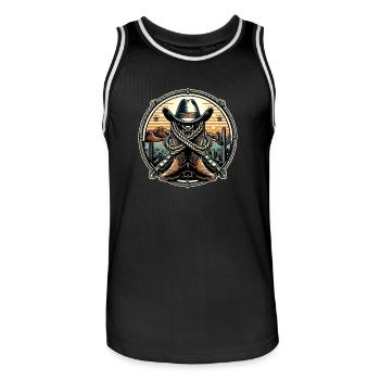 Western Logo 1 - Männer Basketball-Trikot - Schwarz/Weiß - Vorne - AI Model Male 185 dark (185cm)