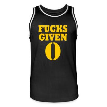 Zero fucks given - Maillot de basket Homme - noir/blanc - Devant - AI Model Male 185 dark (185cm)