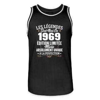 Cadeau d'anniversaire légendes sont nées en 1969 - Maillot de basket Homme - noir/blanc - Devant - AI Model Male 185 dark (185cm)