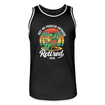 Nicht mehr mein Problem 2025 Dinosaurier im Ruhestand - Männer Basketball-Trikot - Schwarz/Weiß - Vorne - AI Model Male 185 dark (185cm)