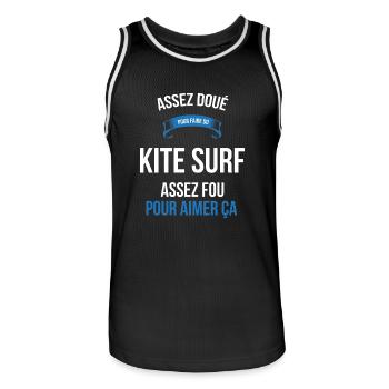 Kite surf assez doué fou homme - Maillot de basket Homme - noir/blanc - Devant - AI Model Male 185 dark (185cm)