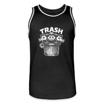 Trash gang three possums look out of the garbage can - Men's Basketball Jersey - black/white - Front - AI Model Male 185 dark (185cm)