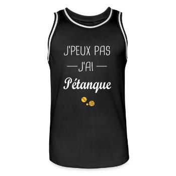 j'ai pétanque, Je peux pas j'ai pétanque - Maillot de basket Homme - noir/blanc - Devant - AI Model Male 185 dark (185cm)