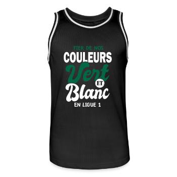 Les Verts fiers des couleurs footfball st étienne - Maillot de basket Homme - noir/blanc - Devant - AI Model Male 185 dark (185cm)