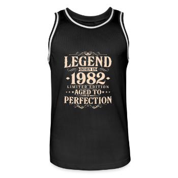 Légende 1982 Vintage Born Vintage Anniversaire - Maillot de basket Homme - noir/blanc - Devant - AI Model Male 185 dark (185cm)