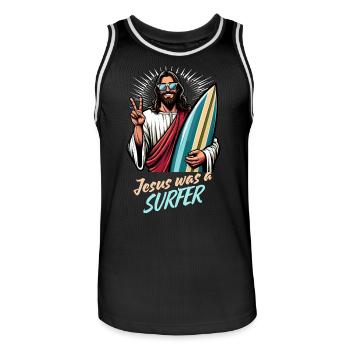 Surfer Surfing Jesus Urlaub Cool - Männer Basketball-Trikot - Schwarz/Weiß - Vorne - AI Model Male 185 dark (185cm)