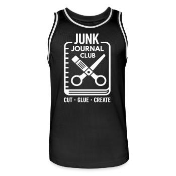Junk Journal Club Cut Glue Create - Männer Basketball-Trikot - Schwarz/Weiß - Vorne - AI Model Male 185 dark (185cm)