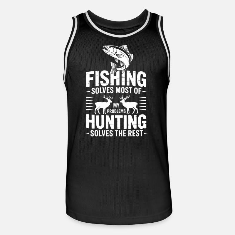 Fishing Solves Most Problems - Men's Basketball Jersey - black/white