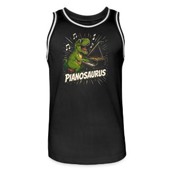 Spaßiger Pianist-Dinosaurier - Männer Basketball-Trikot - Schwarz/Weiß - Vorne - AI Model Male 185 dark (185cm)