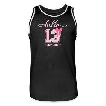 Bonjour 13 Est 2013 Girl Birthday Design - Maillot de basket Homme - noir/blanc - Devant - AI Model Male 185 dark (185cm)