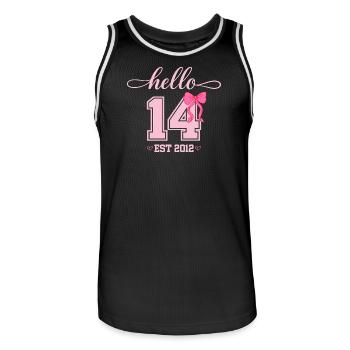 Bonjour 14 Est 2012 Girl Birthday Design - Maillot de basket Homme - noir/blanc - Devant - AI Model Male 185 dark (185cm)