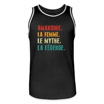 Amandine the woman the myth the legend - Men's Basketball Jersey - black/white - Front - AI Model Male 185 dark (185cm)