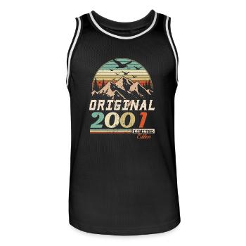 2001 vintage anniversaire rétro vintage cadeau - Maillot de basket Homme - noir/blanc - Devant - AI Model Male 185 dark (185cm)