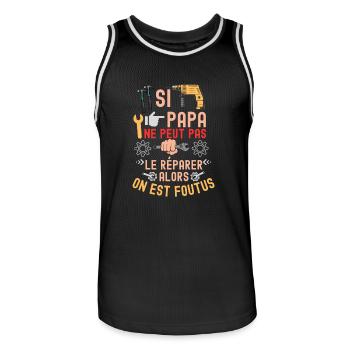 Si papa ne peut pas le réparer - Maillot de basket Homme - noir/blanc - Devant - AI Model Male 185 dark (185cm)
