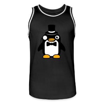 Pinguin Gentleman Sir Herr Zylinder Hut Monokel - Männer Basketball-Trikot - Schwarz/Weiß - Vorne - AI Model Male 185 dark (185cm)