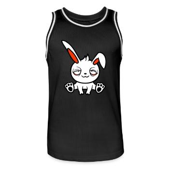 Bunny Tired Confused Relaxed Red Dark Circles Chill - Men's Basketball Jersey - black/white - Front - AI Model Male 185 dark (185cm)