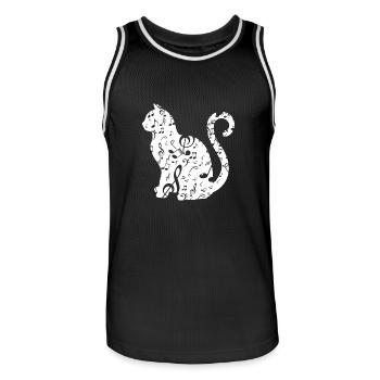 Music Lover Cat - Men's Basketball Jersey - black/white - Front - AI Model Male 185 dark (185cm)