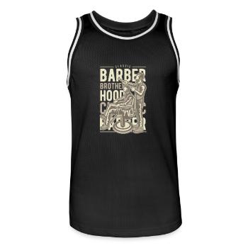 Barber Brother Hood - Männer Basketball-Trikot - Schwarz/Weiß - Vorne - AI Model Male 185 dark (185cm)