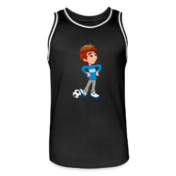 Boy Soccer Player - Männer Basketball-Trikot - Schwarz/Weiß - Vorne - AI Model Male 185 dark (185cm)