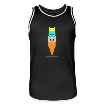Katze Weihnachten Geschenk Kätzchen verspielt miau - Männer Basketball-Trikot - Schwarz/Weiß - Vorne - AI Model Male 185 dark (185cm)