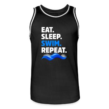 Eat Sleep Swim Repeat Funny Swimmer - Men's Basketball Jersey - black/white - Front - AI Model Male 185 dark (185cm)
