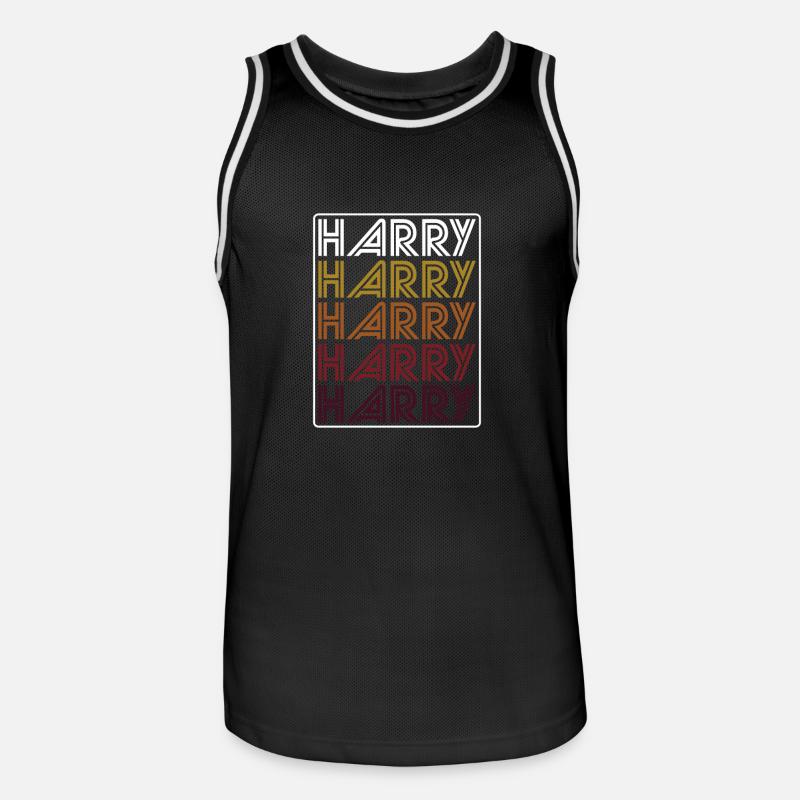 Harry Retro Wordmark Pattern - Männer Basketball-Trikot - Schwarz/Weiß