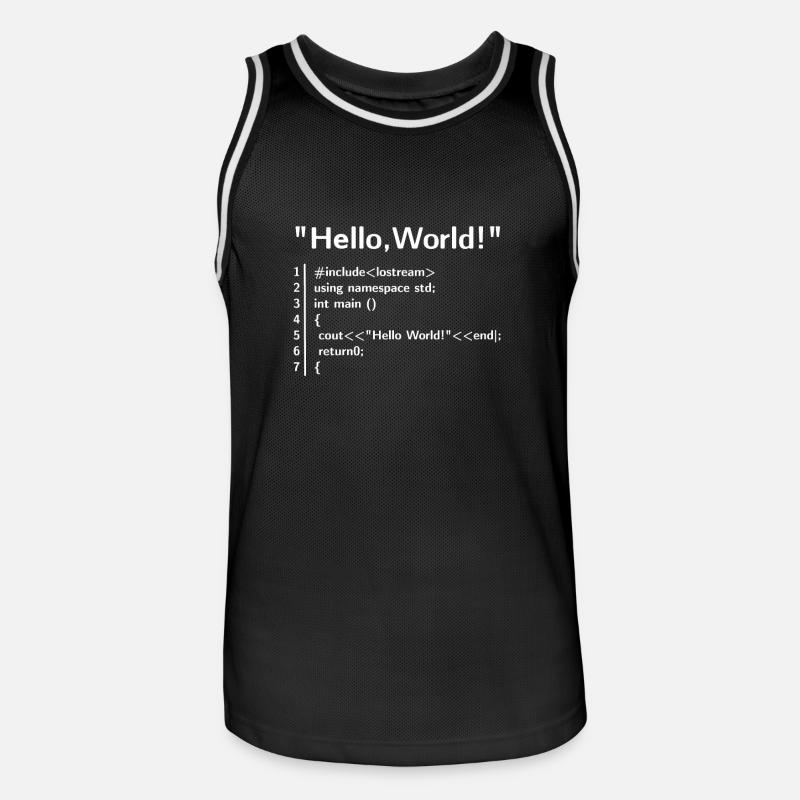 Hello World Program - Programmer T-Shirt - Men's Basketball Jersey - black/white