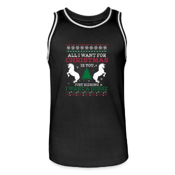 All I Want - Pferd Christmas Ugly Sweater Geschenk - Männer Basketball-Trikot - Schwarz/Weiß - Vorne - AI Model Male 185 dark (185cm)
