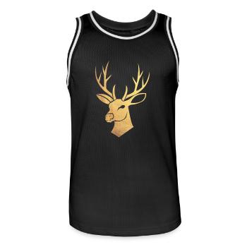 Golden stag - Men's Basketball Jersey - black/white - Front - AI Model Male 185 dark (185cm)