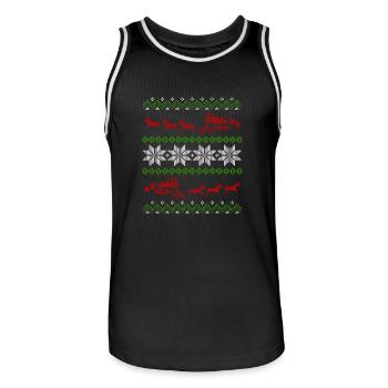 Locomotive ferroviaire laid de Noël - Maillot de basket Homme - noir/blanc - Devant - AI Model Male 185 dark (185cm)
