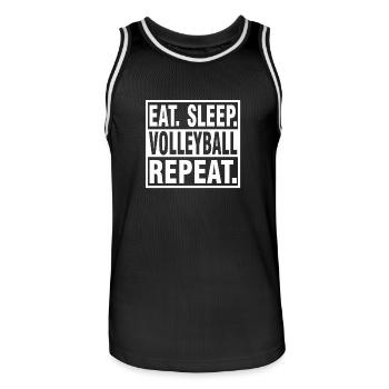EAT SLEEP Volleyball REPEAT - Tshirt Geschenk - Männer Basketball-Trikot - Schwarz/Weiß - Vorne - AI Model Male 185 dark (185cm)