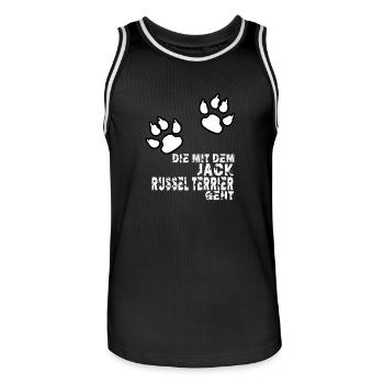 die mit dem jack russel terrier geht shirt - Männer Basketball-Trikot - Schwarz/Weiß - Vorne - AI Model Male 185 dark (185cm)
