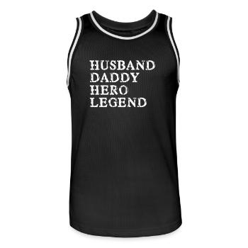 husband dad hero legend - Männer Basketball-Trikot - Schwarz/Weiß - Vorne - AI Model Male 185 dark (185cm)