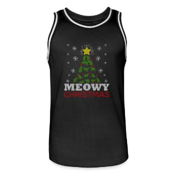 Meowy d'arbre de Noël T-shirt vilain - Maillot de basket Homme - noir/blanc - Devant - AI Model Male 185 dark (185cm)